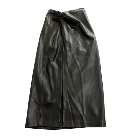L'Agence Lilou Vegan Leather Twist Skirt in Black - Picture 1 of 4